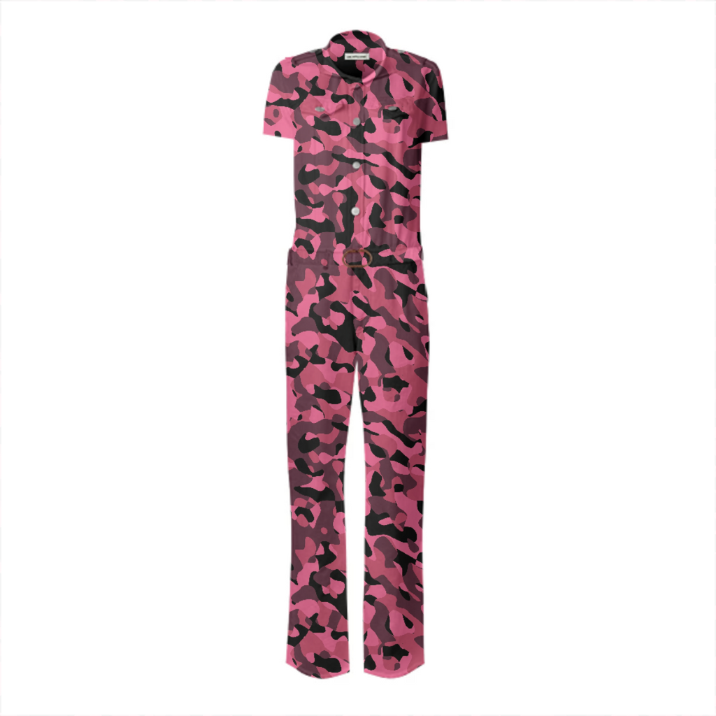 Pink and Black Camo Camouflage Pattern Jumpsuit