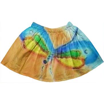 Cute yellow turquoise dragonfly Kids Full Skirt