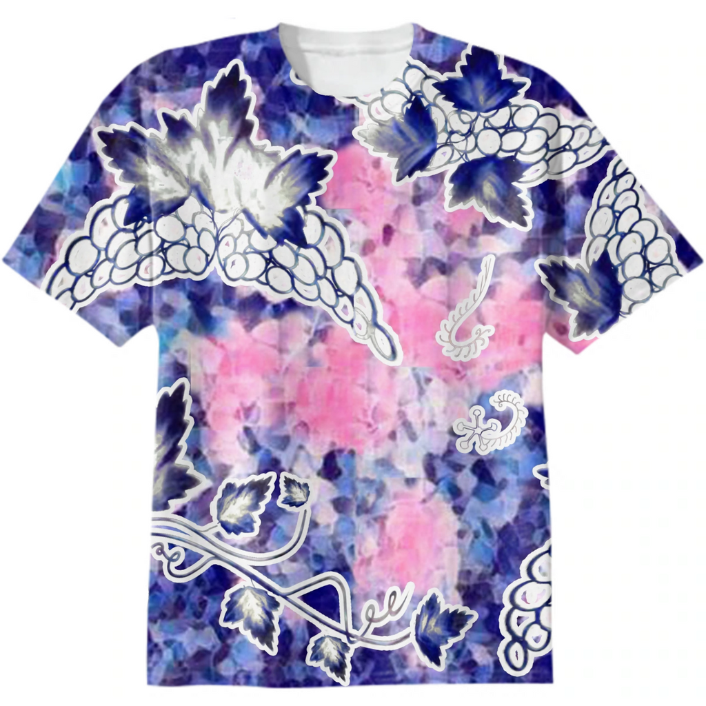 blue grapes, berries, bunch, pink, atmospheric, triangles, abstract