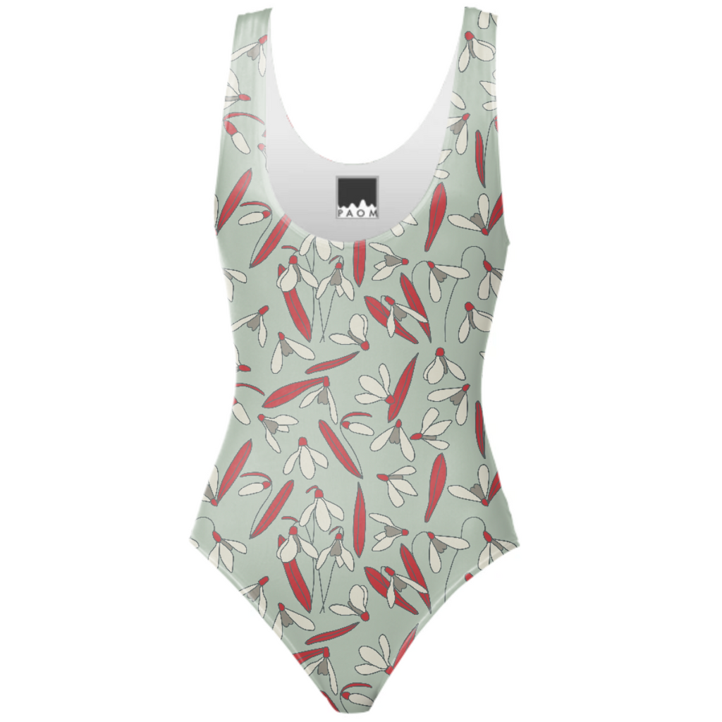 Flowering Snowdrops One Peace Swimsuit