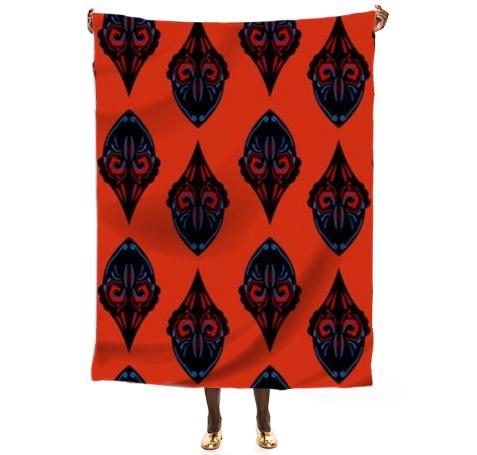 Luxury scarf Orient mandalas black red
