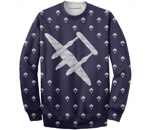 RETRO AVIATION SWEATSHIRT P38 Lightning WWII Fighter Aircraft Vintage Blue