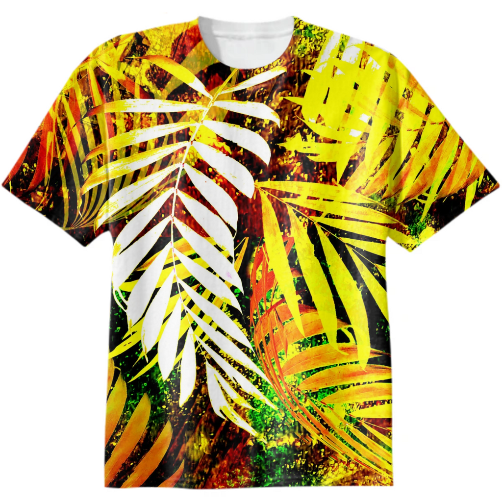 autumn leaf, palm leaf, yellow red green,