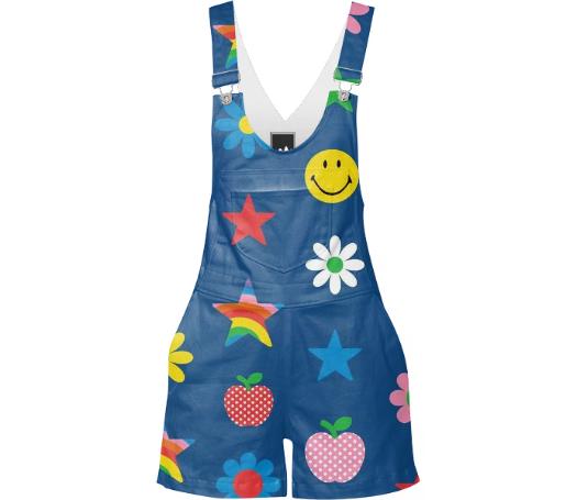 Navy Blue Charms Print Overalls