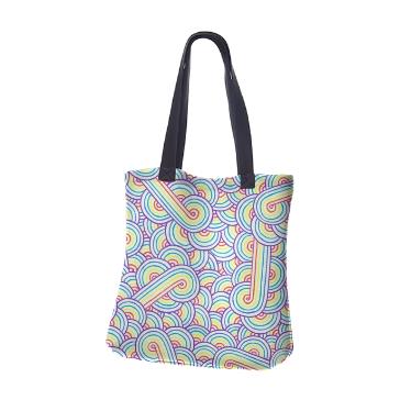 Rainbow and white swirls doodles Neoprene Tote Bag