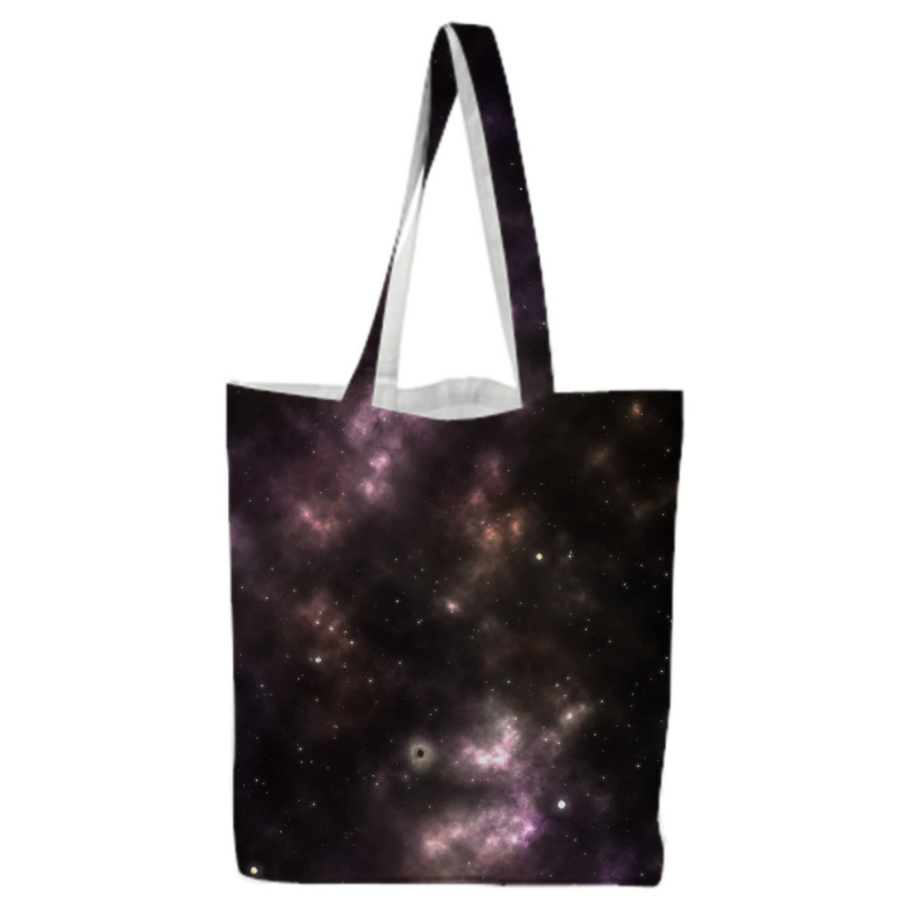 Colorful and magical, aesthetic nebula universe design orange pink tote bag