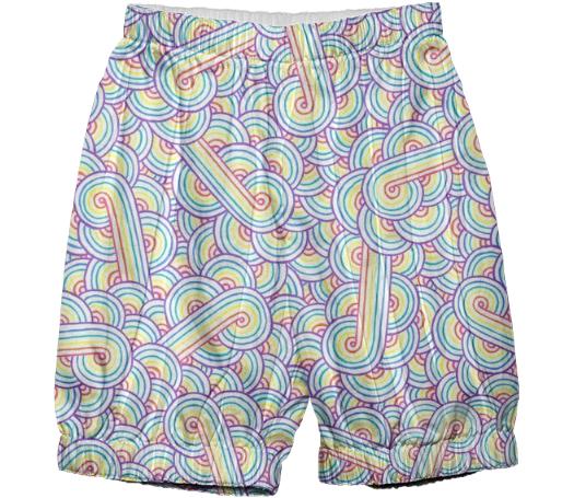 Rainbow and white swirls doodles Kids Bloomers