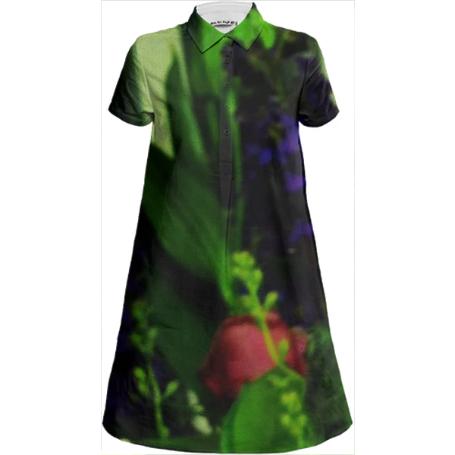 Abstract Bouquet Shirt Dress