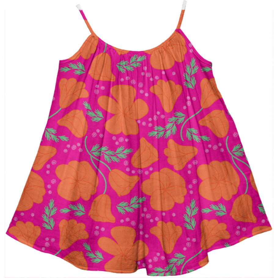 California Poppies pink baby dress