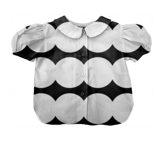 COTTON DESIGNERS BLOUSE BLACKWHITE CIRCLES