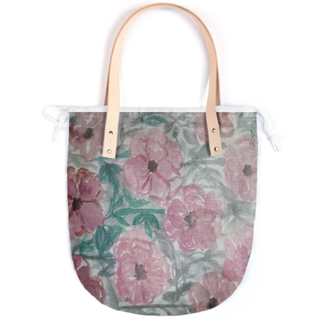 My  Pink Watercolor Floral Summer Tote