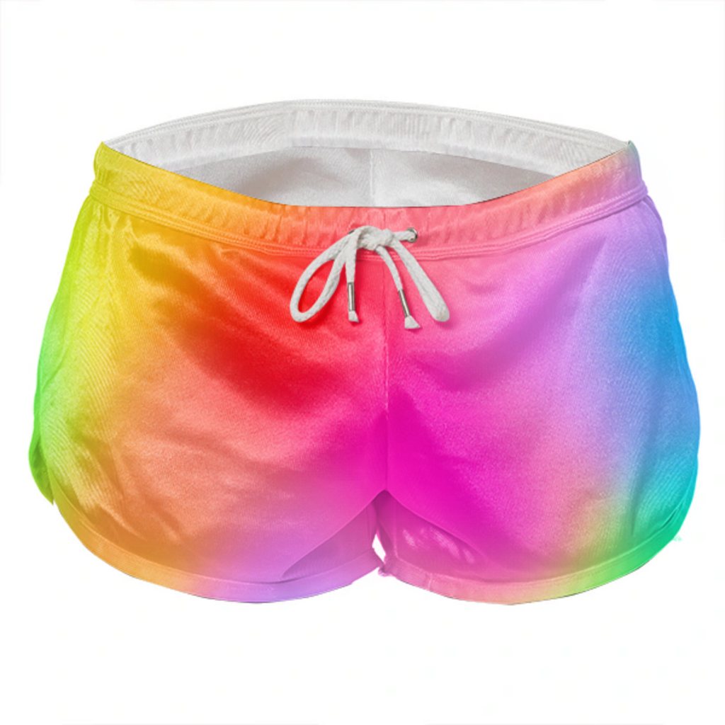 rainbow gradient tie dye short shorts