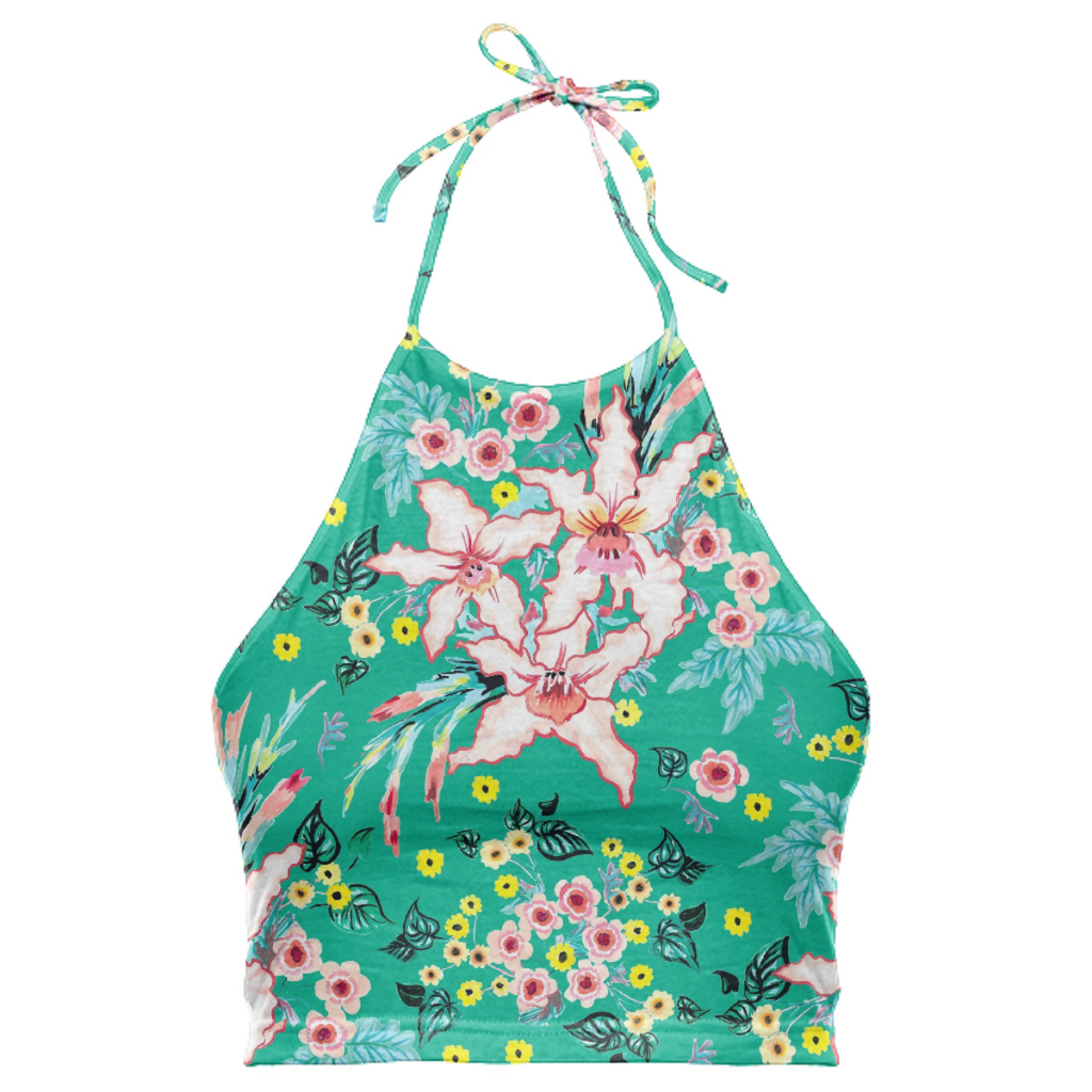 Tropical Lily pink and teal floral