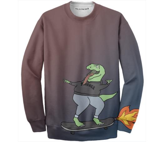 Trasher T Rex Rocket Skateboarding Sweatshirt