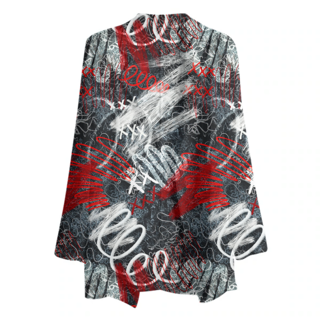 Red-black pattern in trash polka style with scribbles