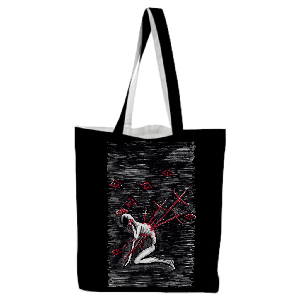 Suffering demon spooky horror creepy edgy depression mental health sad tote bag