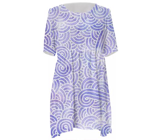 Lavender and white swirls doodles Babydoll Dress