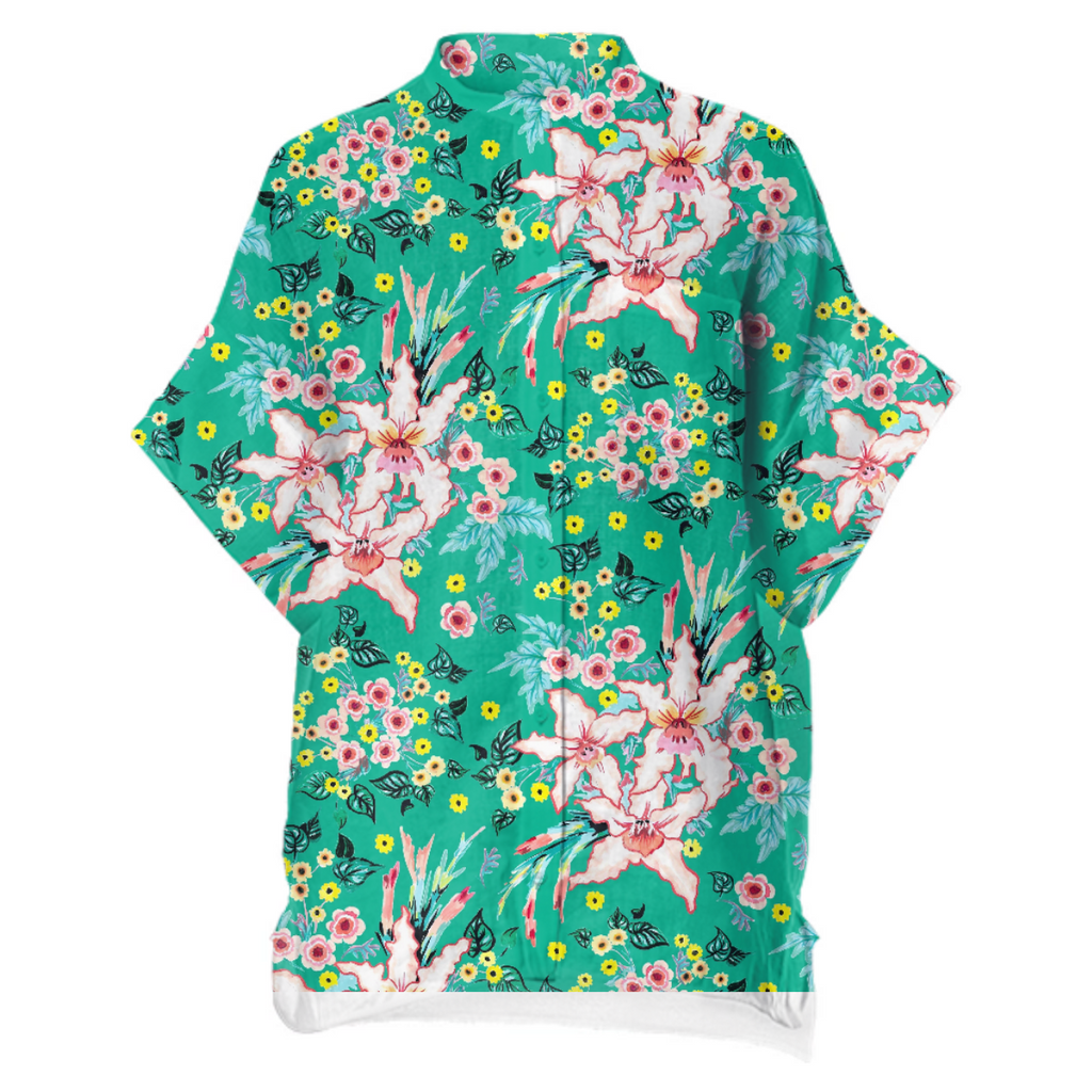 Tropical floral lilies and teal