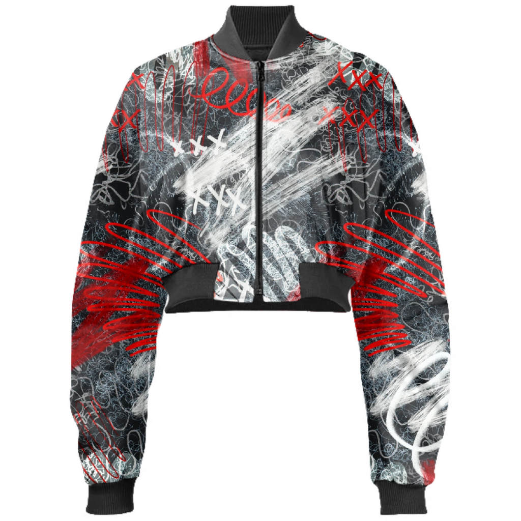 Red-black pattern in trash polka style with scribbles