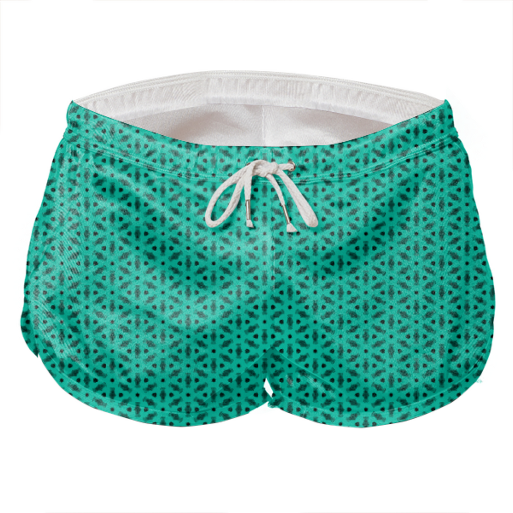 Teal Pattern Short Shorts