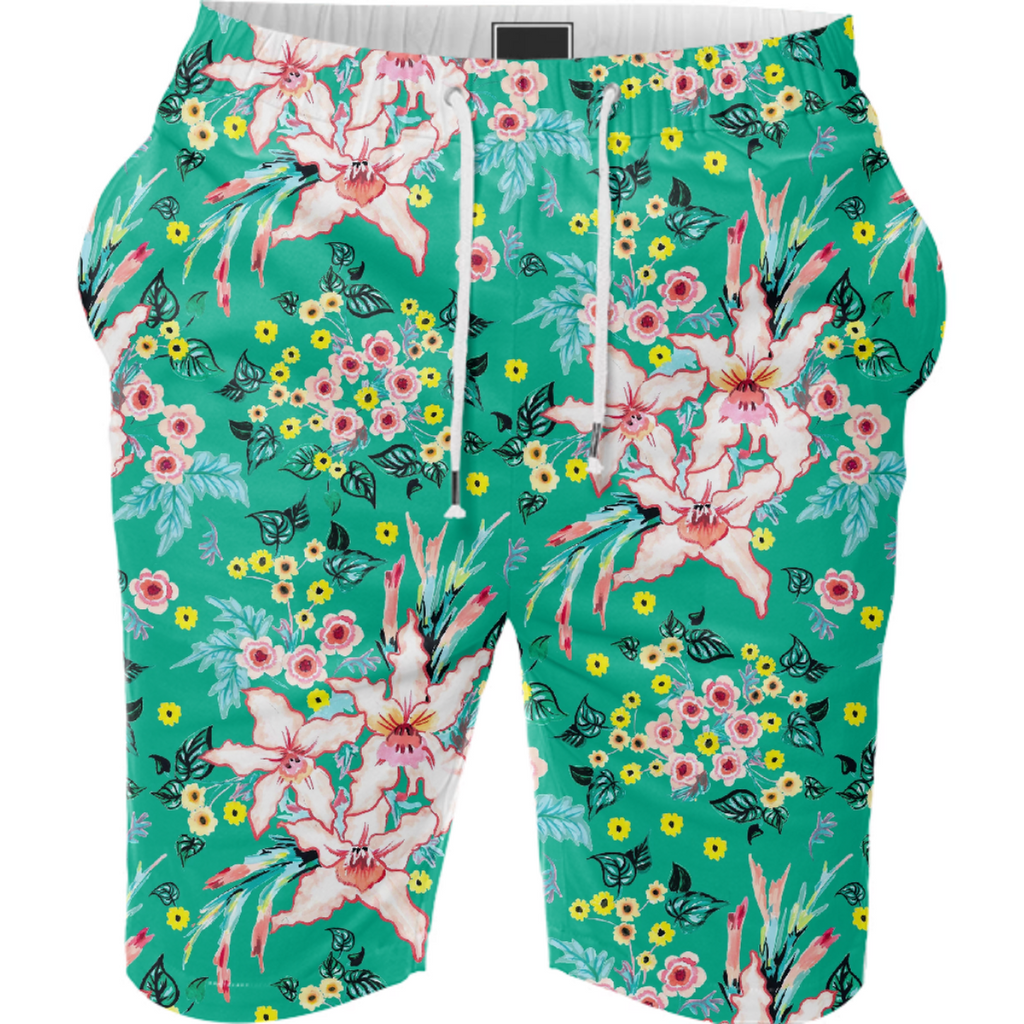 Tropical Lily pink and Teal Floral pattern