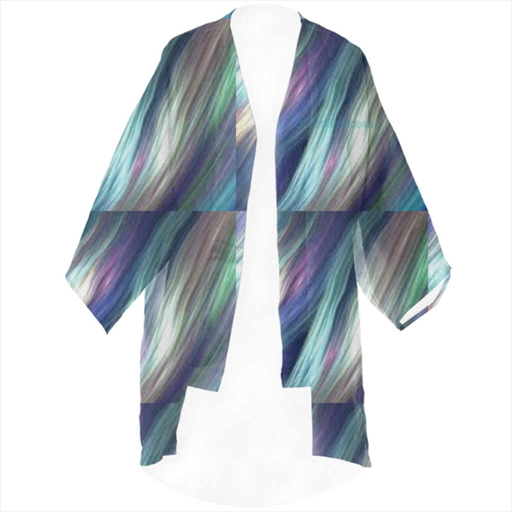 Blue, Teal, Purple & Gray Pattern!  Linen Kimono!  CBDOilPrincess!