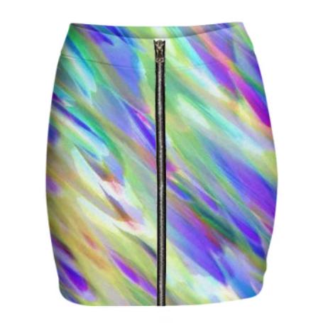 Colorful digital art splashing G401 GABRIEL HELD NEOPRENE MINI ZIP SKIRT