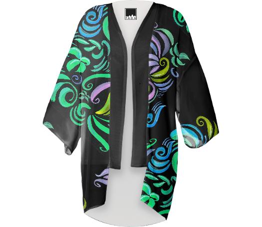 Flourish Black Kimono