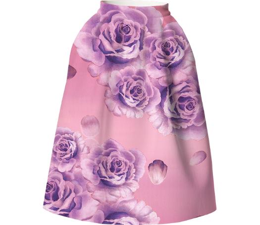 Spring Rose Skirt Pink A Line Skirt