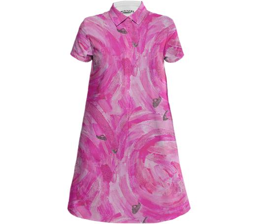 Pink Shoe Pinwheel Collared dress