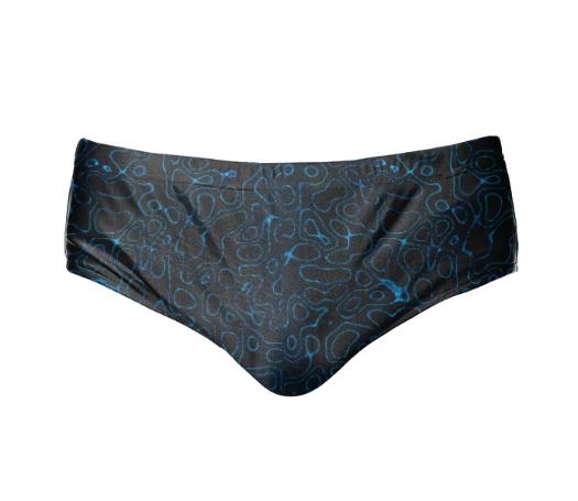Blue Swirls on Black Speedo