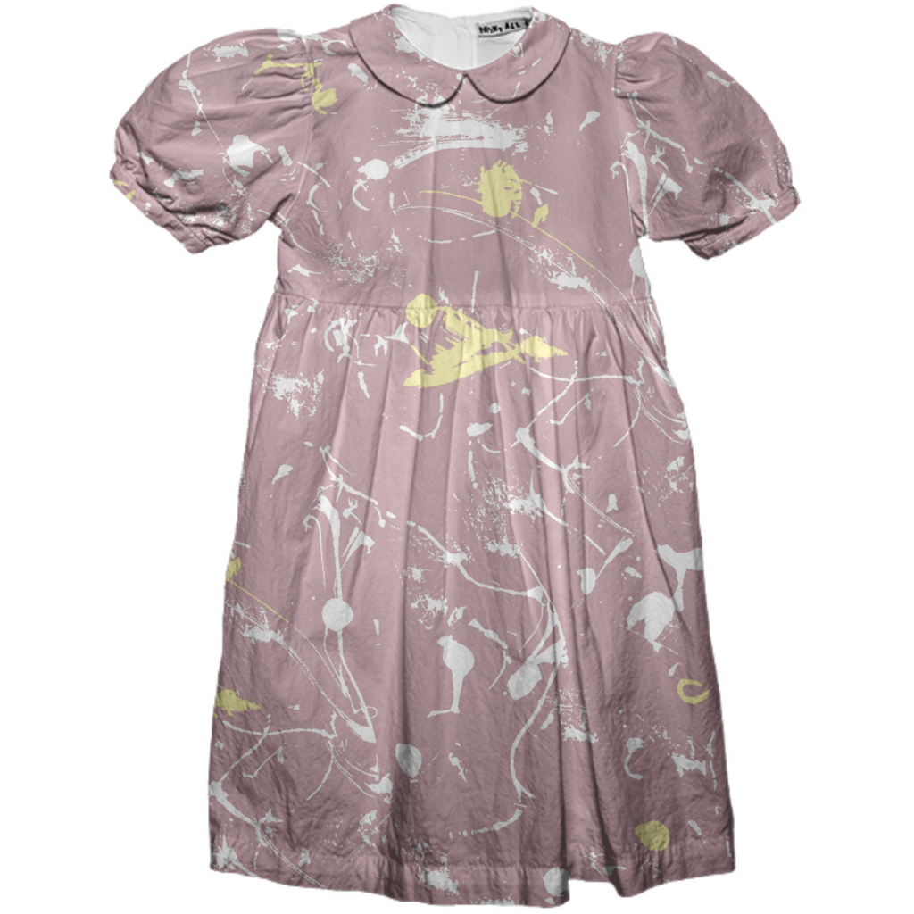 Girls Splatter Paint Dress (Dusty rose-yellow)