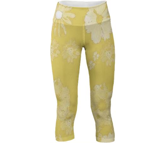 Yellow Floral Yoga Pants