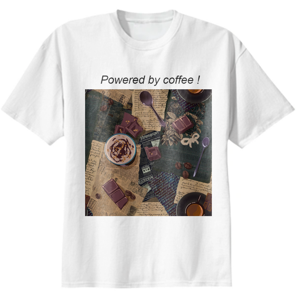 Unique Food Pattern Coffee Newspaper T-shirt