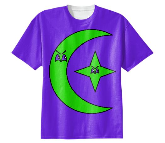 PURPLE GREEN MOON STARS TEE