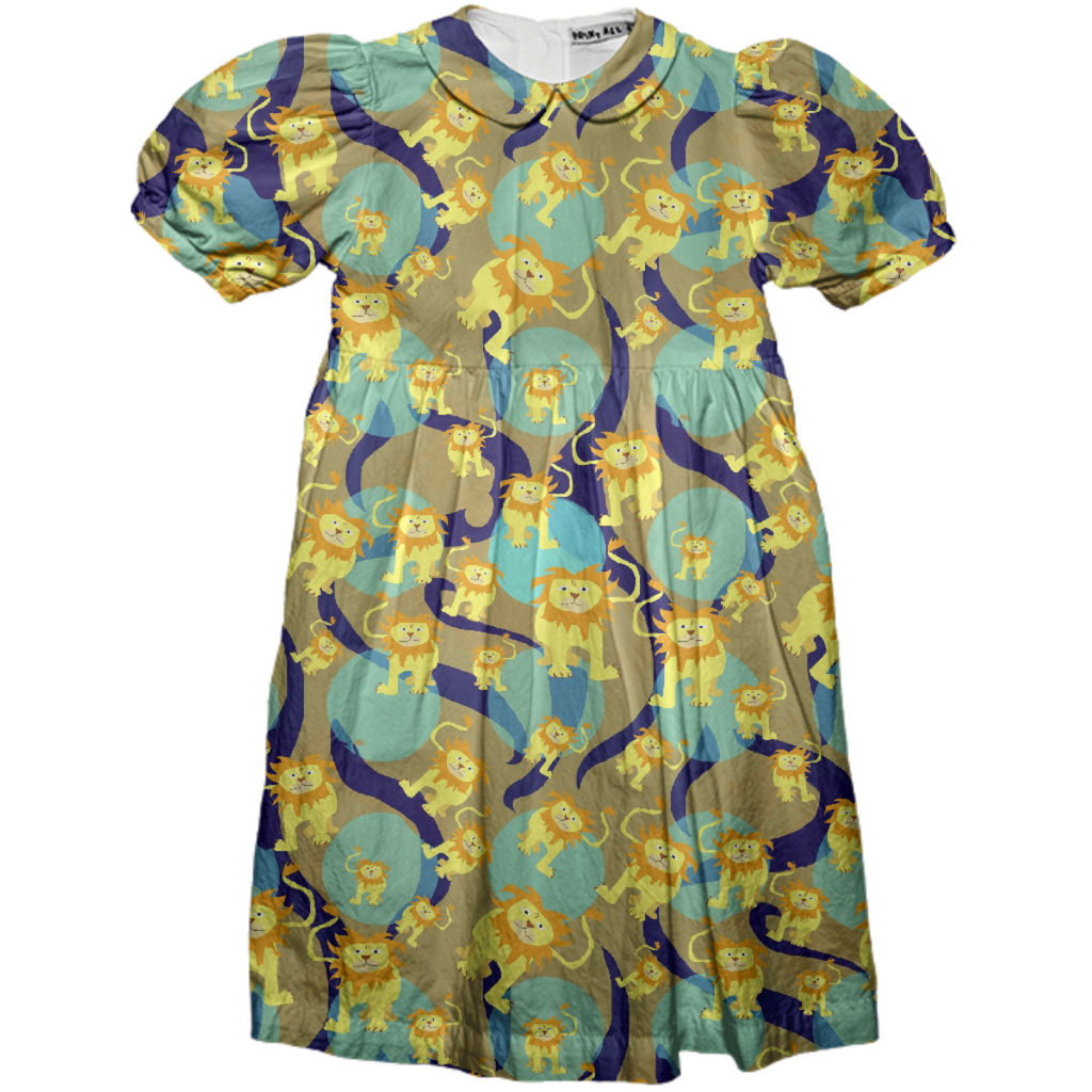 Cute Lion Pattern Kids Dress