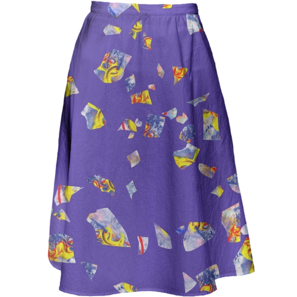 Hand-painted abstract terrazzo on purple blue