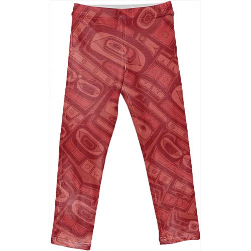 Red coral chilkat leggings