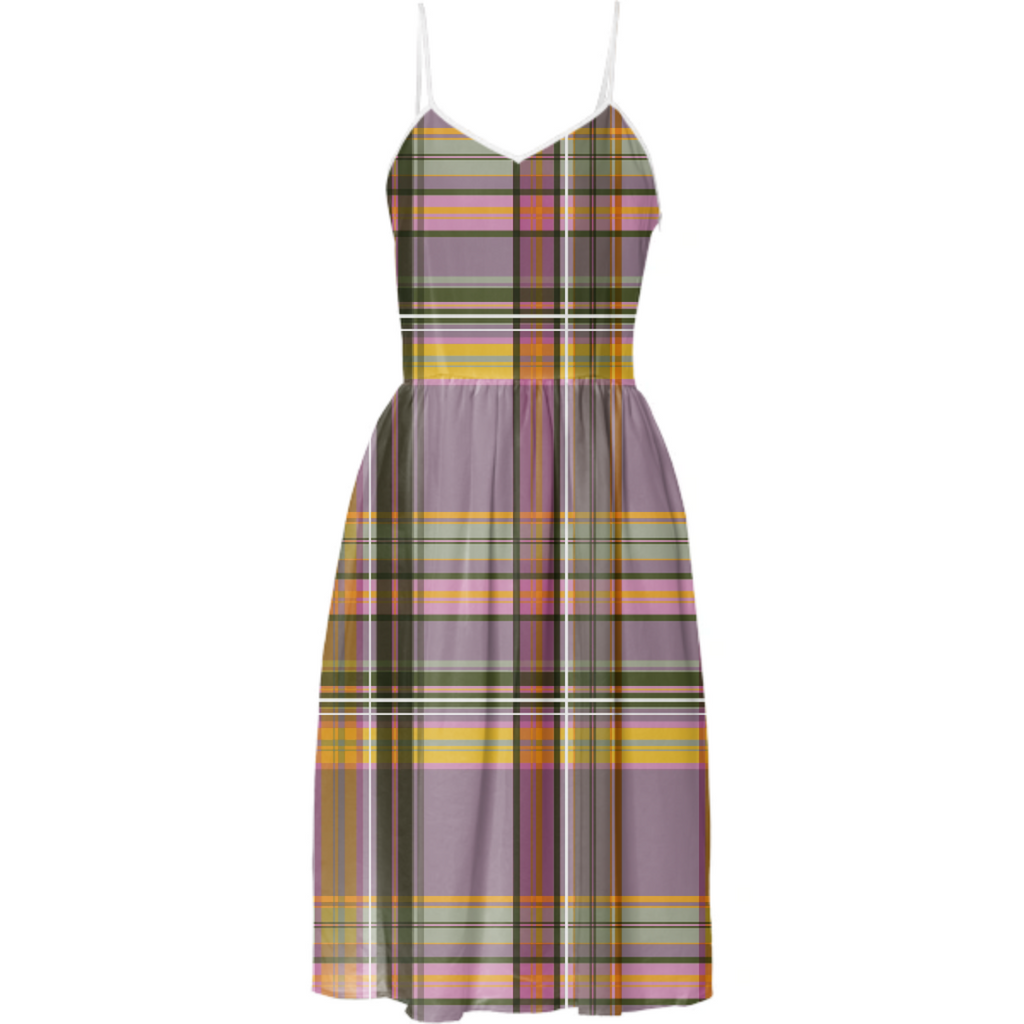 Lilac, pink and gold plaid with green and white accents - classic design with a modern twist.