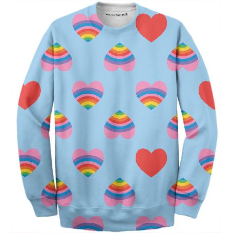 Light Blue Rainbow Heart Sweatshirt