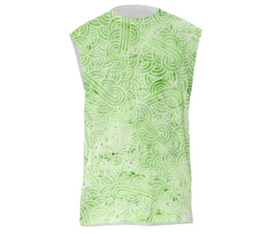 Greenery and white swirls doodles Muscle Tank Top