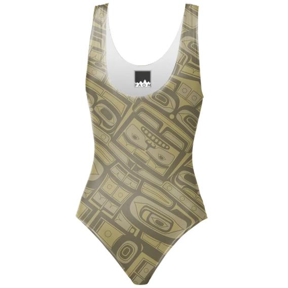 Olive Chilkat One Piece Swimsuit