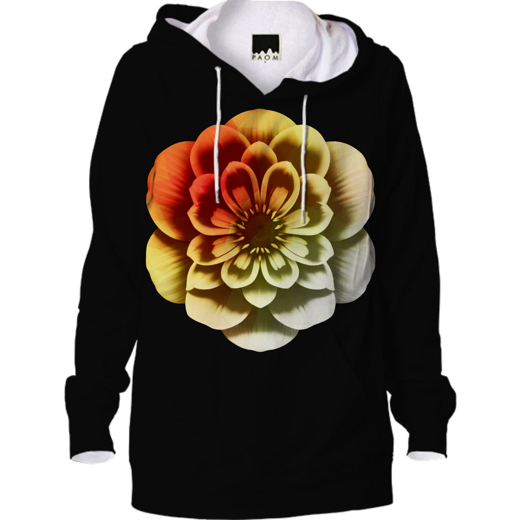 Orange yellow flower on black