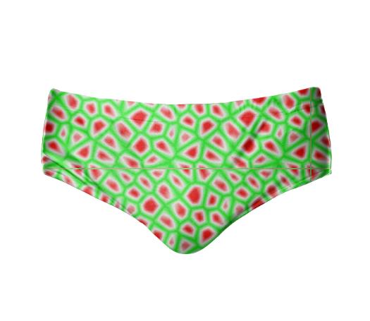 Red Green Voronoi Crackle Speedo