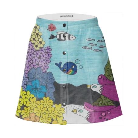 Submarine Flowers Mini Skirt