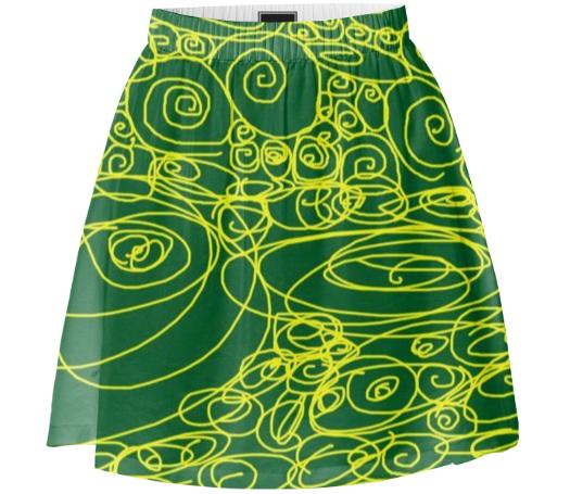 Losel Forest Green Gold Movements Skirt