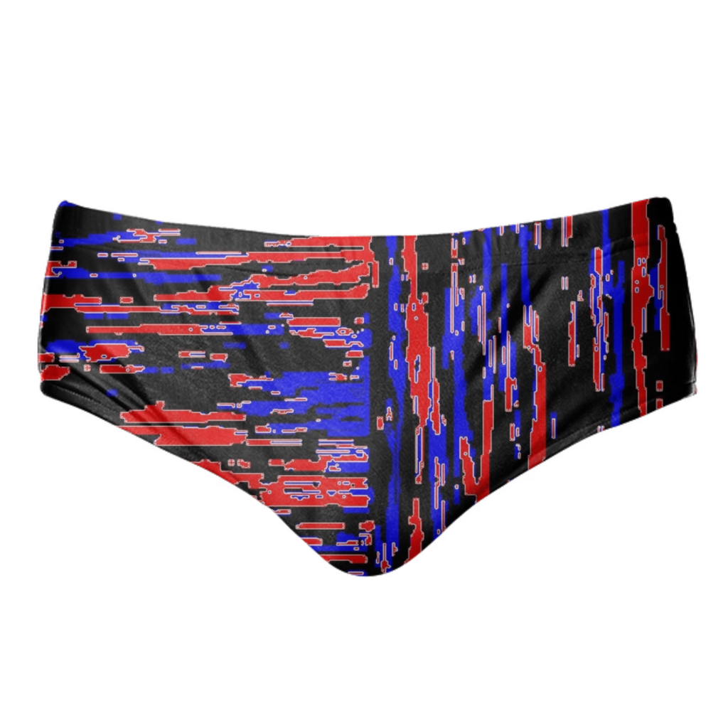 red blue lengthwise cross