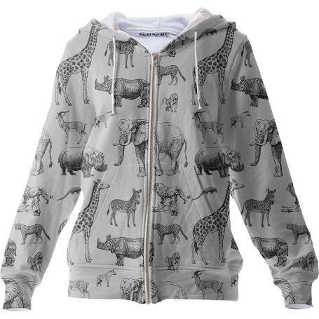 African Animals Zip Hood