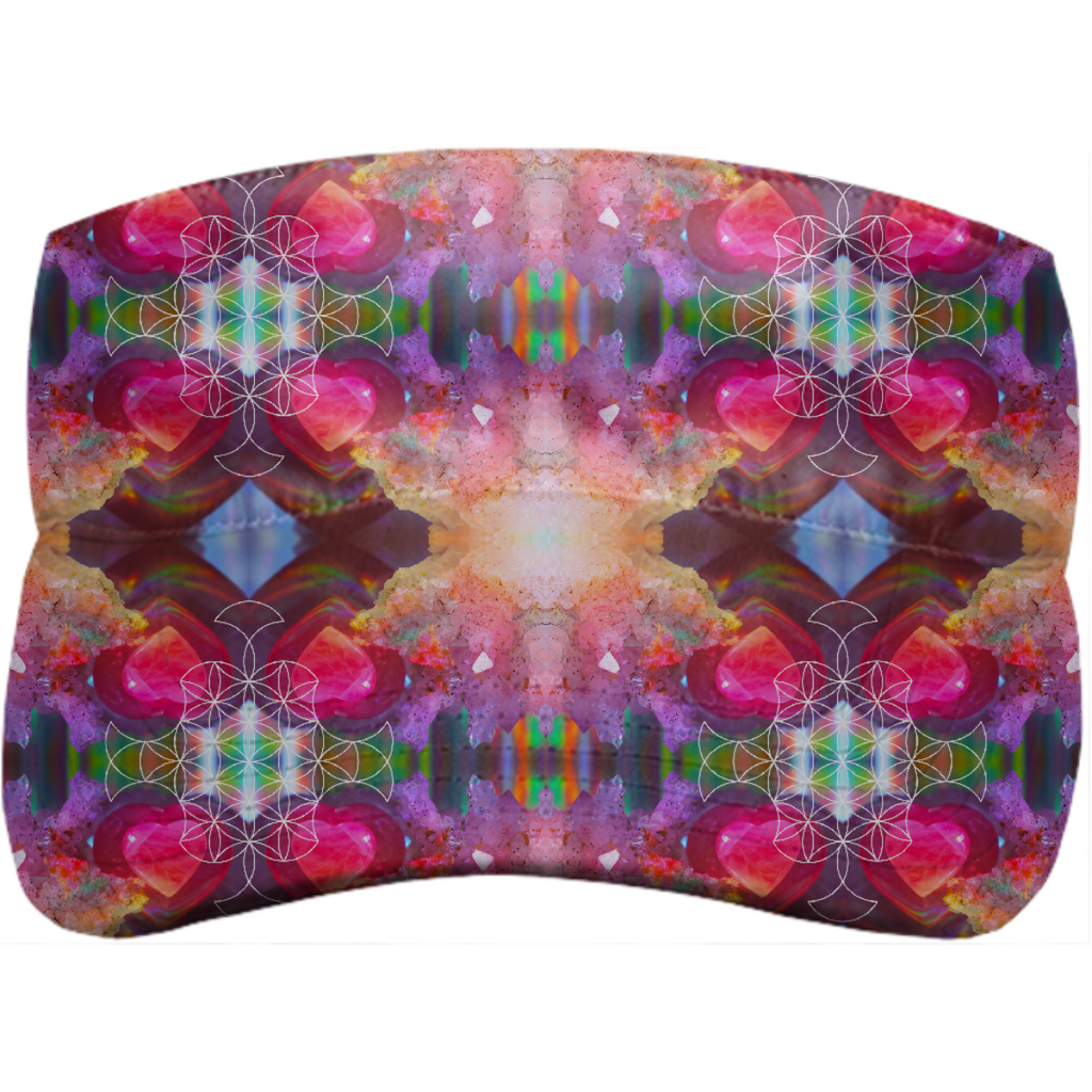 rainbow amethyst and rose quartz crystal rainbow mandala ~ visor  ~ design 01