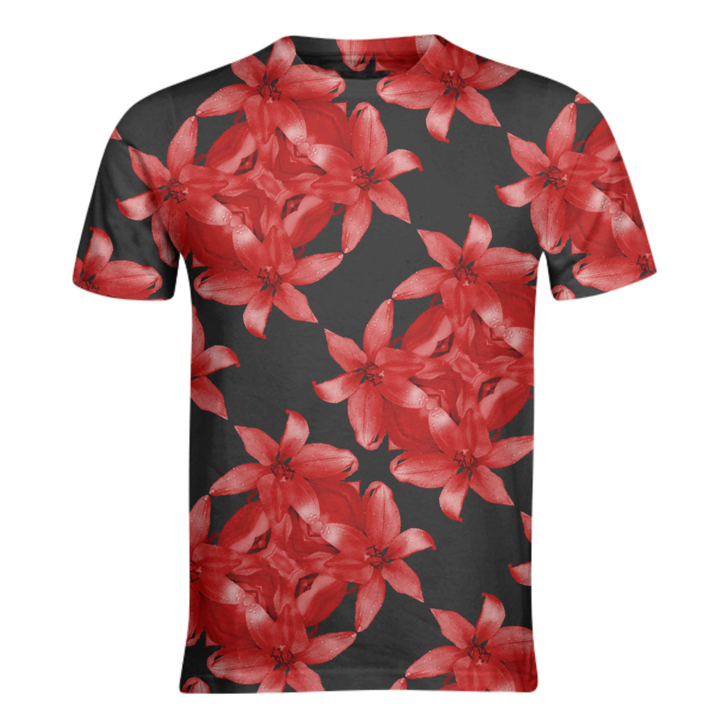 Red Flower Geometric on Black